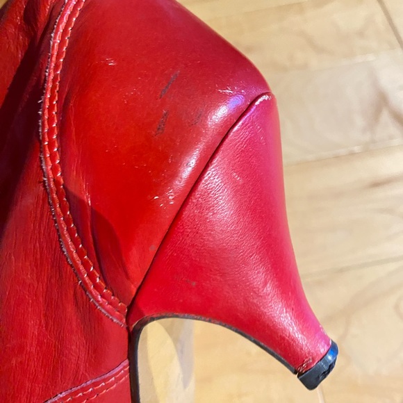 Vintage red leather heeled boots - Picture 11 of 16